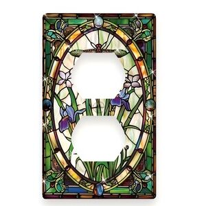 Green Stained Glass Inspired Dragonfly Decorative Wall Outlet Face Plate
